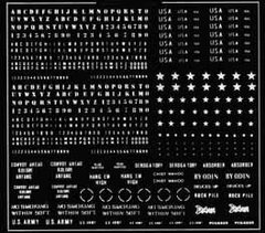 1/35 Сухая декаль Modern US Army Codes/Stars ЧЕРНЫЕ (Verlinden 162)