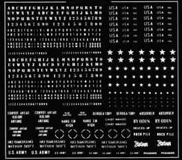 1/35 Сухая декаль Modern US Army Codes/Stars ЧЕРНЫЕ (Verlinden 162)