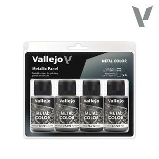 Набір супер металіків Metal Color "Metallic Panel", 4 фарби по 32 мл (Vallejo 77601 Paint Set)