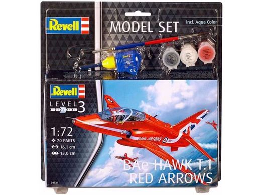 1/72 Самолет BAe Hawk T.1 пилотажной группы Red Arrows, серия Model Set с красками и клеем (Revell 64921), сборная модель