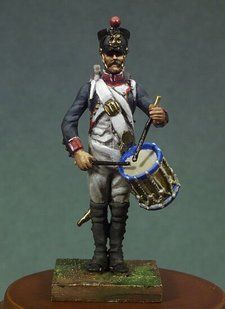 30мм Барабанщик лінійної піхоти 1810 рік, 1 штука, серія Napoleonic War in 30mm (Andrea Miniatures NA-006), збірна олов'яна нефарбована мініатюра