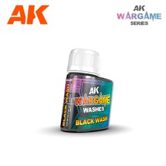 Чорна проливка, серія Wargame, емалева, 35 мл (AK Interactive AK14201 Black Wash)