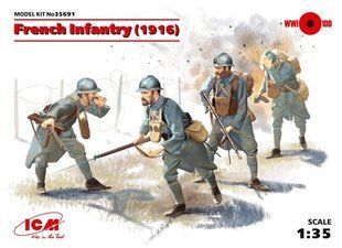 1/35 Франзузька піхота 1916 року, 4 фігури (ICM 35691), збірні пластикові
