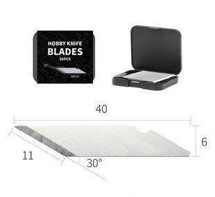 Змінні леза для ножа "DSPIAE AT-DK01 Aluminum Alloy Hobby Craft Knife", 20 штук в пеналі для зберігання&nbsp;(DSPIAE DK-B01 Spare Blades)