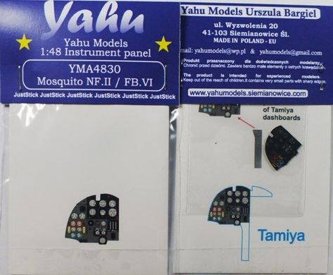 1/48 Приборная панель для Mosquito Nf.II and FB.VI (Yahu Models YMA4830)