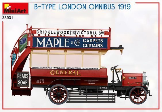 1/35 Автобус B-Type London Omnibus 1919 (Miniart 38031), сборная модель