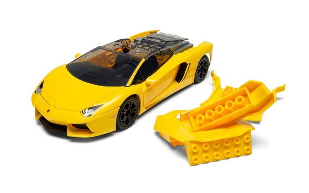 Автомобиль Lamborghini Aventador Yellow, LEGO-серия Quick Build (Airfix J6026), простая сборная модель для детей