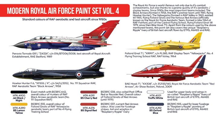 Набор красок Modern Royal Air Force: пилотажные группы, 6 штук (Red Line) Hataka AS-85