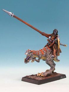 FreeBooTer Miniatures - Dark Elf Hero on lizard - FRBT-DUN 003