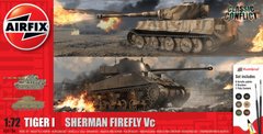 1/72 Танки Tiger I и Sherman Firefly, серия Classic Conflict с красками и клеэм (Airfix A50186), сборные модели