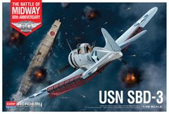 1/48 Бомбардировщик USN SBD-3 Dauntless, серия The Battle of Midway 80th Anniversary (Academy 12345), сборная модель