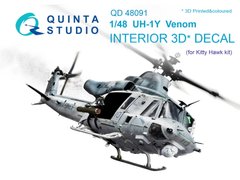 1/48 Обьемная 3D декаль для вертолета UH-1Y Venom, интерьер (Quinta Studio QD48091)