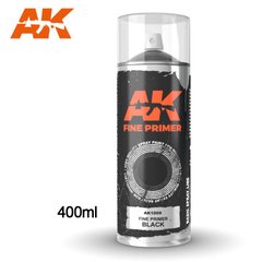 Грунтовка-спрей чорна, 400 мл, нітро (AK Interactive AK1009 Fine Primer Black Spray)