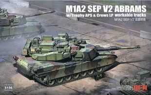1/35 Танк&nbsp;M1A2 SEP V2 Abrams&nbsp;with&nbsp;Trophy APS and CROWS LP and workable tracks (Rye Field Model RM5156), збірна модель