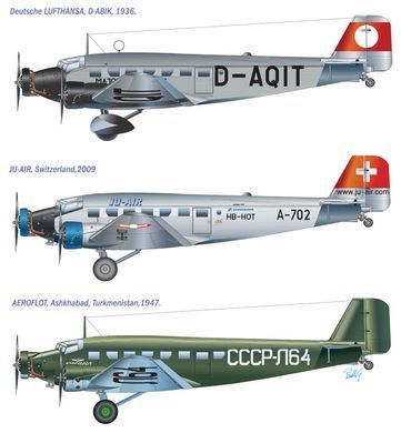 1/72 Літак Junkers Ju-52/3m Tante Ju "Lufthansa"/"JU-Air"/"Аэрофлот" (Italeri 150), збірна модель
