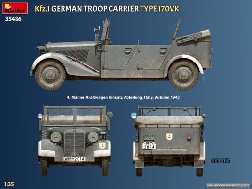 1/35 Автомобіль Kfz.1 Type 170VK Troop Carrier (Miniart 35486), збірна модель