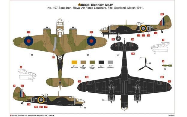 1/72 Bristol Blenheim Mk.IV британский бомбардировщик (Airfix 04061) сборная модель
