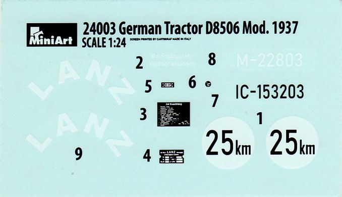 1/24 Lanz Bulldog D8506 образца 1937 года, германский трактор (Miniart 24003), сборная модель