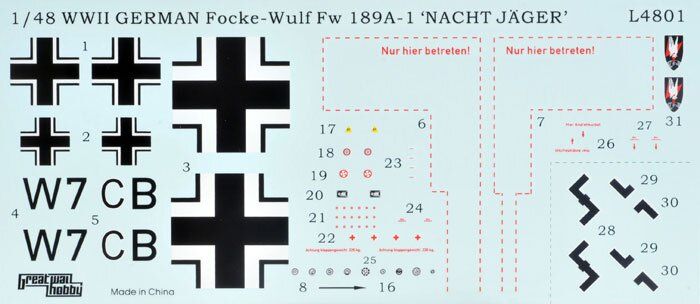 1/48 Focke-Wulf FW-189A-1 ночная модификация (Great Wall Hobby L-4801), сборная модель