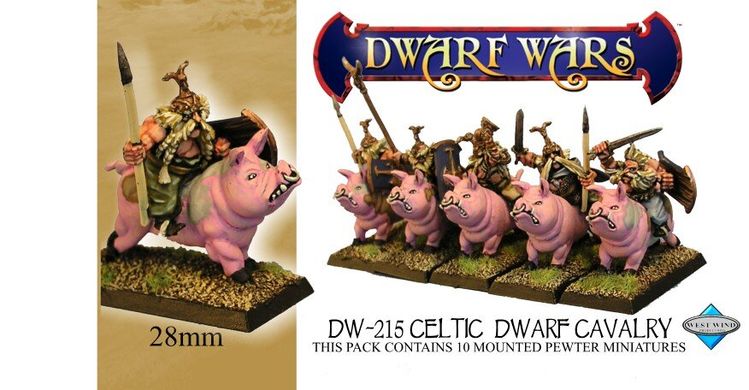 Dwarf Wars - Command – Shaven Cavalry - West Wind Miniatures WWP-DW-215-C