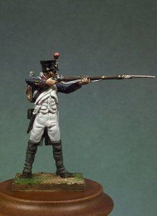 30мм Рядовий лінійної піхоти 1810 рік, 3 штуки, серія Napoleonic War in 30mm (Andrea Miniatures NA-008), збірна олов'яна нефарбована мініатюра