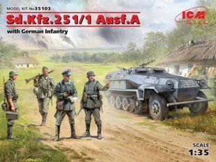 1/35 Sd.Kfz.251/1 Ausf.A Hanomag з німецькою піхотою (ICM 35103), збірна модель