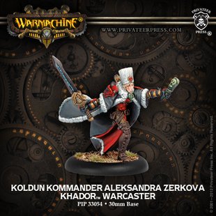 Koldun Kommander Zerkova, Khador Warcaster, мініатюра Warmachine (Privateer Press Miniatures PIP33054), збірна металева нефарбована