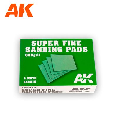 Шлифовальная губка P800, 4 штуки (AK Interactive AK9019 Super Fine Sanding Pads)