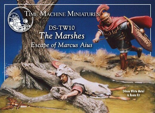 54mm The Marshes, Escape of Marcus Aius, 2 фігури та підставка, метал і смола, збірні нефарбовані (Time Machine Miniatures)
