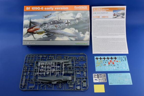 1/48 Истребитель Bf-109G-6 ранних версий, серия ProfiPACK с дополнениями ResKit (Eduard 82113), сборная модель