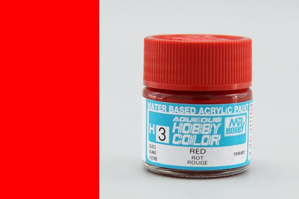 Красная глянцевая, акриловая краска Hobby Color, 10 мл (Gunze Sangyo Mr. Hobby H3 Gloss Red)