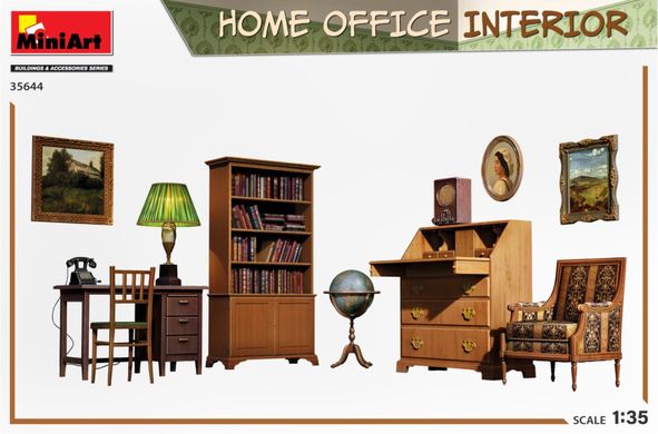1/35 Домашній кабінет, набір збірних пластикових меблів (Miniart 35644 Home Office Interior)