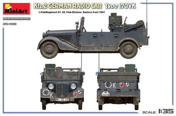 1/35 Kfz.2 Type 170VK німецький автомобіль радіозв'язку (Miniart 35488), збірна модель