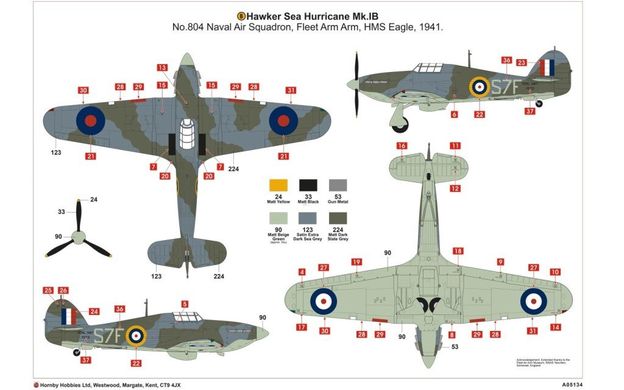 1/48 Hawker Sea Hurricane Mk.IB британский истребитель (Airfix 05134) сборная модель