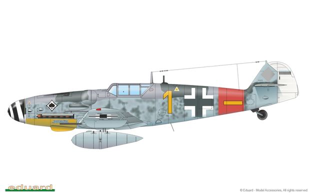 1/48 Истребитель Bf-109G-6 ранних версий, серия ProfiPACK с дополнениями ResKit (Eduard 82113), сборная модель