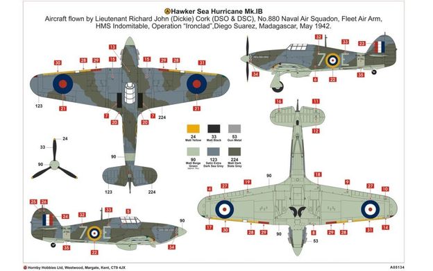 1/48 Hawker Sea Hurricane Mk.IB британский истребитель (Airfix 05134) сборная модель