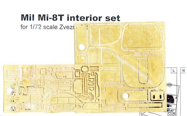 1/72 Фототравление для вертолета Миль Ми-8Т: интерьер, для моделей Zvezda (ACE PE7249)