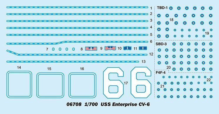 1/700 USS Enterprise CV-6 американский авианосец (Trumpeter 06708) сборная модель
