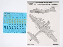 1/72 Декаль для B-17 Flying Fortress: технические надписи и цифры (Foxbot Decals FD72-032)