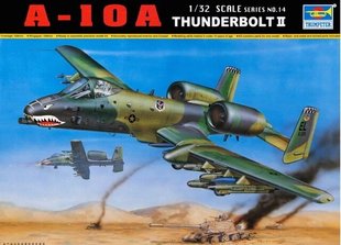 1/32 A-10A Thunderbolt II американський штурмовик + смоляні двигуни (Trumpeter 02214), збірна модель