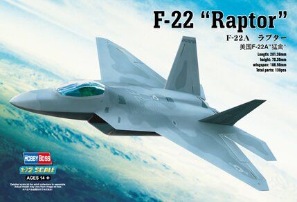1/72 Lockheed-Martin F-22A Raptor американский самолет пятого поколения (HobbyBoss 80210) сборная модель