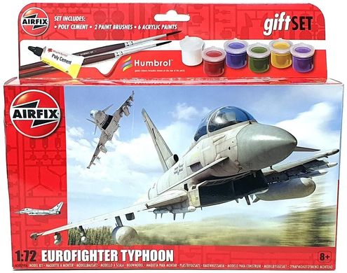 1/72 Літак Eurofighter Typhoon, Starter Set з фарбами, клеєм та пензлями (Airfix A50098A) збірна модель
