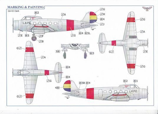 1/72 General Aviation Ga-43 Clark літак іспанських республіканських ВПС (Sova-M 72035), збірна модель