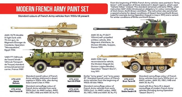 Набор красок Modern French Army, 1950-наши дни, 6 штук (Red Line) Hataka AS-25