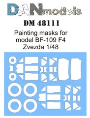 1/48 Покрасочные маски для Messerschmitt Bf-109F-4, для моделей Zvezda (DANmodels DM 48111)