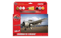 1/72 Самолет Grumman F4F-4 Wildcat, Starter Set с красками, клеем и кистями (Airfix 55124) сборная модель