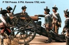 54 мм Пушка Preuss. 6 Pfd Kanone 1762, БЕЗ фигур рассчета (Muritz Miniaturen P-700B), сборная металлическая