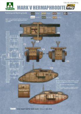 1/35 Mk.V танк Первой мировой 3-в-1: самец, самка, гермафродит (Takom 2034) сборная модель