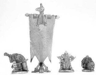 Mirliton Miniatures - Миниатюра 25-28 mm Fantasy - Brenn IV, Dwarf King and Army Command Group - MRLT-DW020