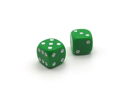 Зеленый игральный кубик d6 Dice 1.5cm, акриловый, 1 штука